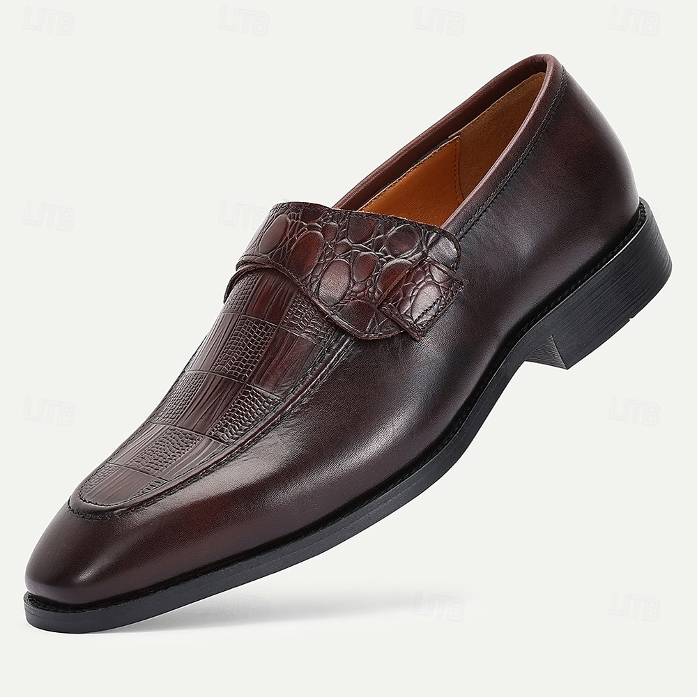 Chaussures Kentucky Derby pour hommes - Chaussures habillées en cuir marron de qualité supérieure avec motif crocodile pour le Kentucky Derby et les occasions formelles de 2025 ? $109.99 –P1