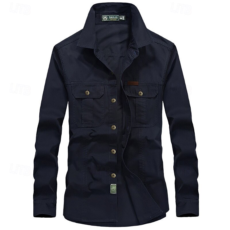 Per uomo Camicia Camicia Estiva Camicia casual Camicia con Bottoni Camicia cargo Nero Bianco Rosso Blu marino scuro Kaki Manica Lunga Semplice Colletto a Camicia Vacanza Camicia hawaiana Tasca del 2025 a $30.99 –P8