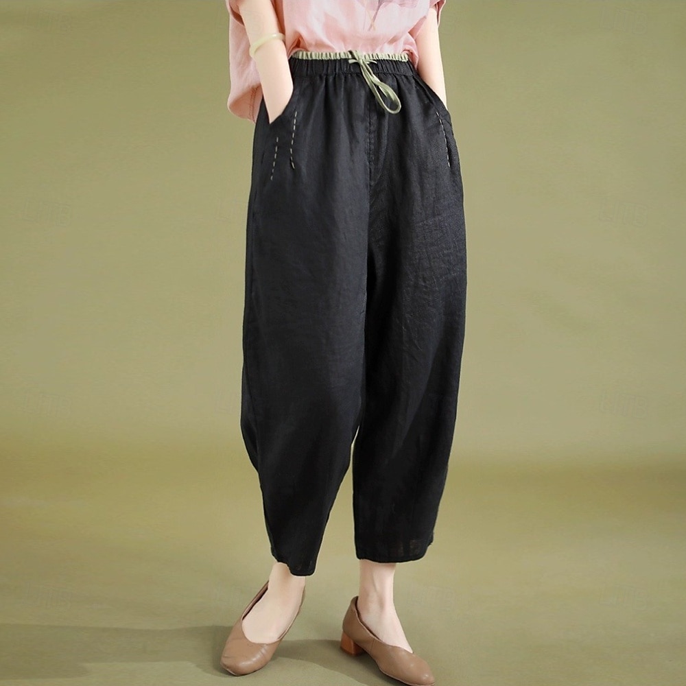 Retro Vintage Mittelalterlich Renaissance Knöchellänge Hose Einfarbig Damen Urlaub Alltagstauglich Erwachsene Hose Frühling & Sommer 2025 - $43.99 –P11