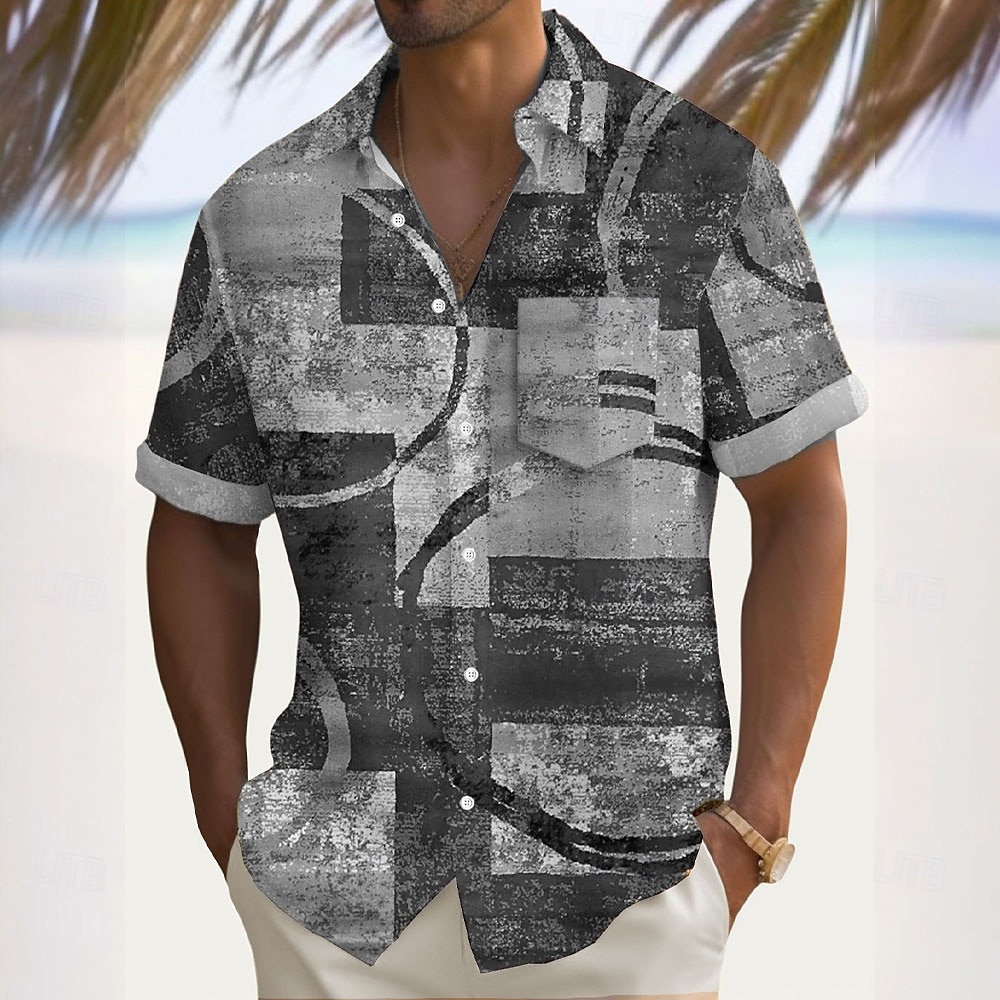 Bărbați Geometric Bloc Culoare Peteci Cămașă Cămașă casual Camașă cu nasturi Manșon scurt Moda Casual Vacanță Zilnice Concediu Vară Primăvară Răsfrânt Imprimare 3D cămăși cu guler Un buzunar frontal 2025 - $23.99 –P5