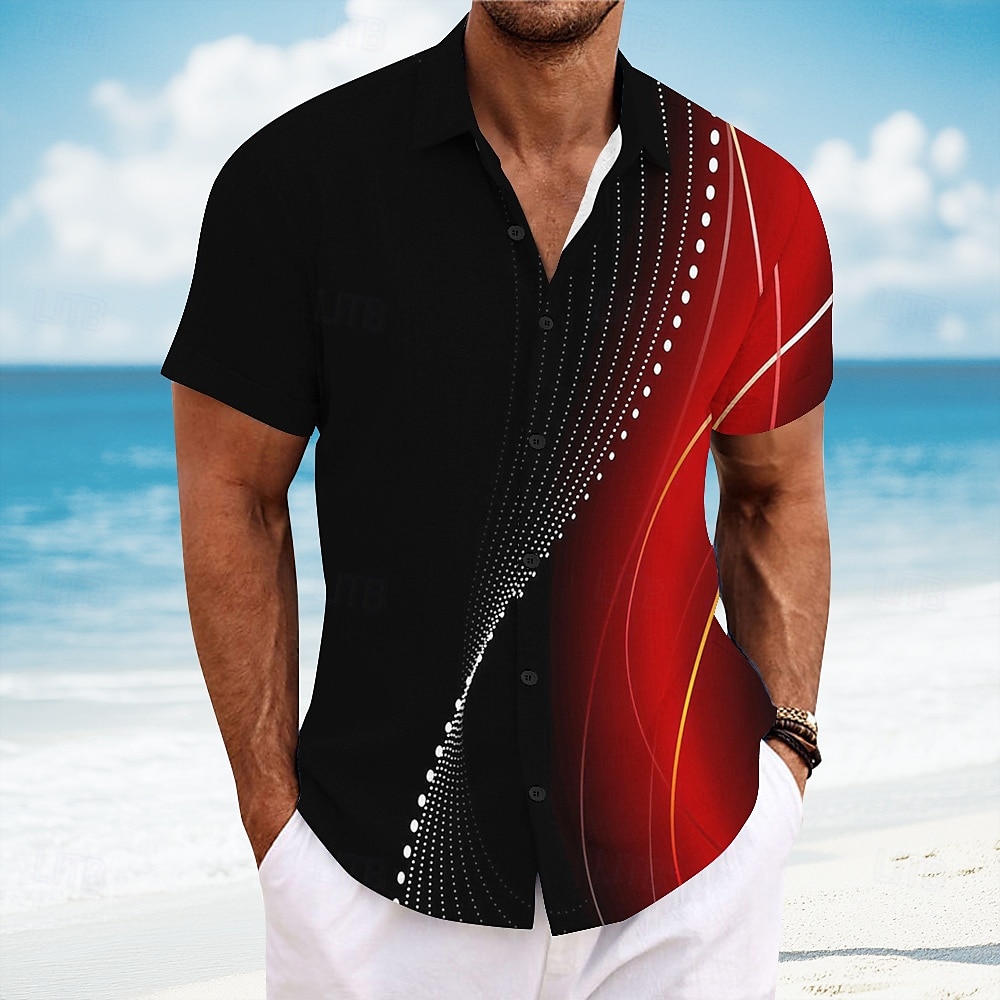 Voor heren Geometrisch Overgangskleur Abstracte kunst Overhemd Zomer overhemd Overhemd met knopen Korte mouw Mode-casual Buiten Vakantie Dagelijks gebruik Zomer Strijkijzer 3D-afdrukken Linnenachtig 2025 - $23.99 –P1