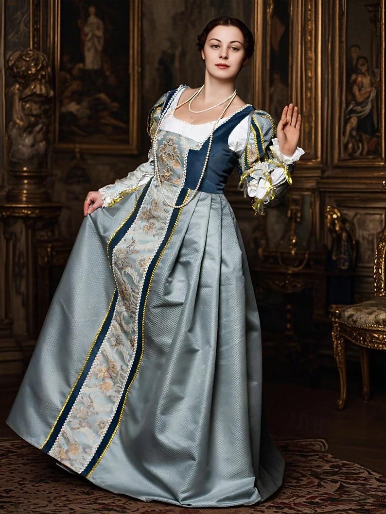 Mittelalterlich Renaissance Kleid Abschlussballkleider Abendkleid Wikinger Keltischer Ritter Kostüm Damen königlich Halloween Karneval Maskerade Leistung LARP Renaissance-Messe Erwachsene Kleid 2026 - $169.99 –P1
