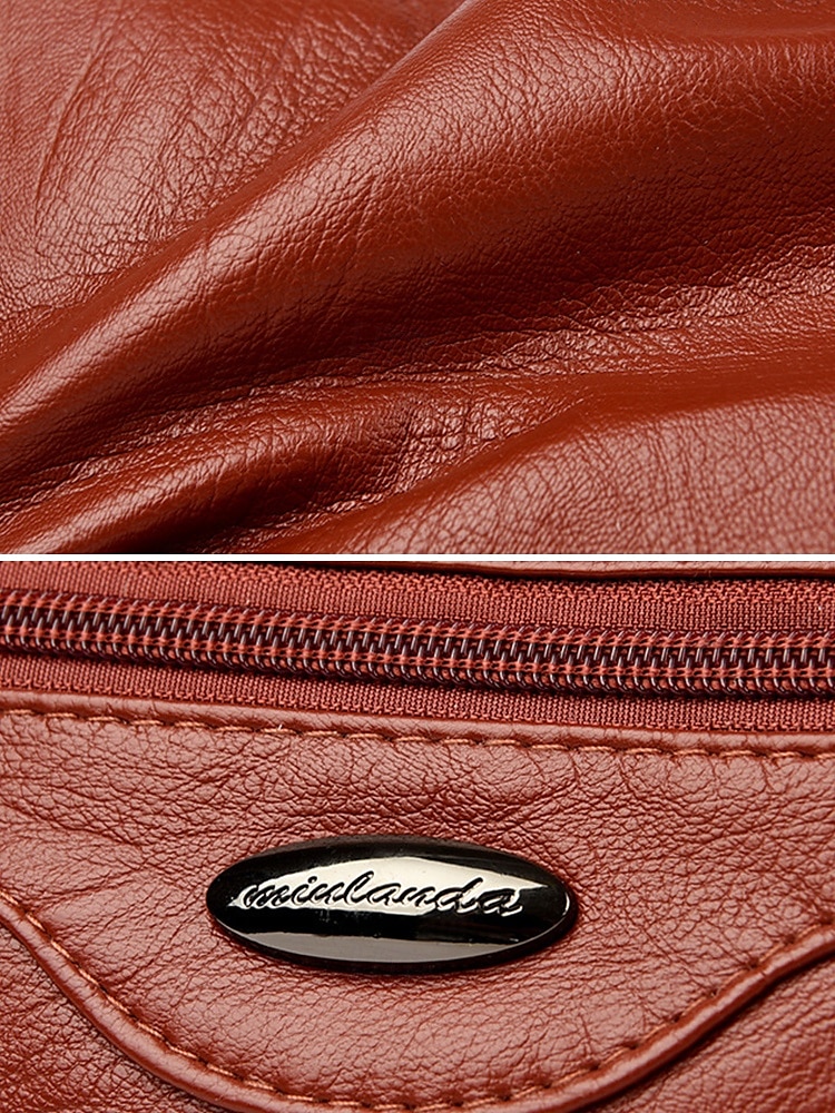 braune Umhängetasche aus Kunstleder für Damen mit mehreren Reißverschlusstaschen – lässige, leichte Kuriertasche für den täglichen Gebrauch, Reisen und Ausflüge in die Stadt 2025 - $18.99 –P6