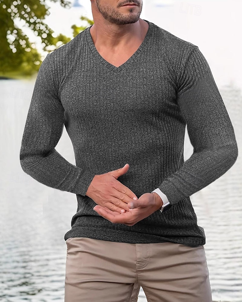 Pánské Tričko Tričko Henley Trička Tričko s krátkým rukávem Dlouhý rukáv Do V Jaro & podzim Bez vzoru Módní Designové Základní Jednoduchý Dovolená ulice Jdeme ven Černá Růžová Světle modrá Top tričko 2025 - $15.99 –P4