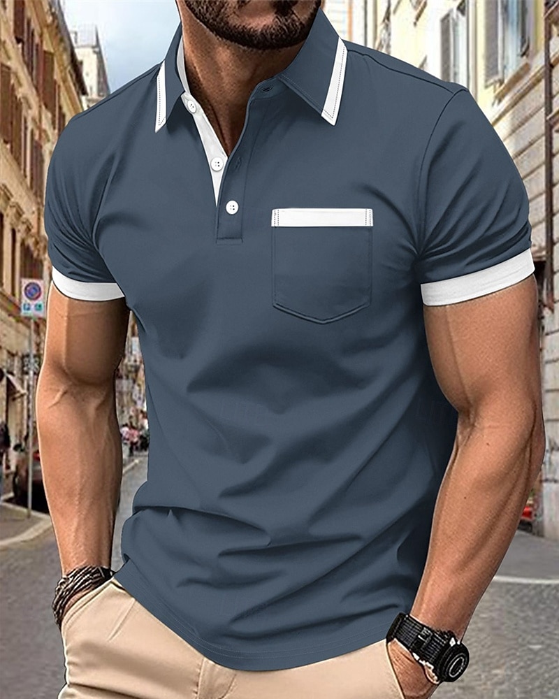Férfi Golfing Golf pólóingek Munka Hétköznapi Hajtóka Rövid ujjú Alap Modern Színes Kollázs Zseb Nyár Normál Fekete Fehér Bor Sötétkék Égszínkék Barna Golfing 2025 - $17.99 –P3