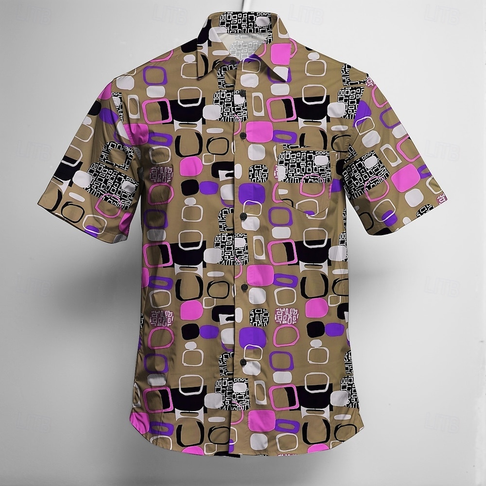 Retro 70. léta Tričko Aloha košile Hippie Disko Geometrické tvary Pánské Plesová maškaráda Dovolená Párty Pride Parade Dospělé Tričko 2025 - $24.99 –P2