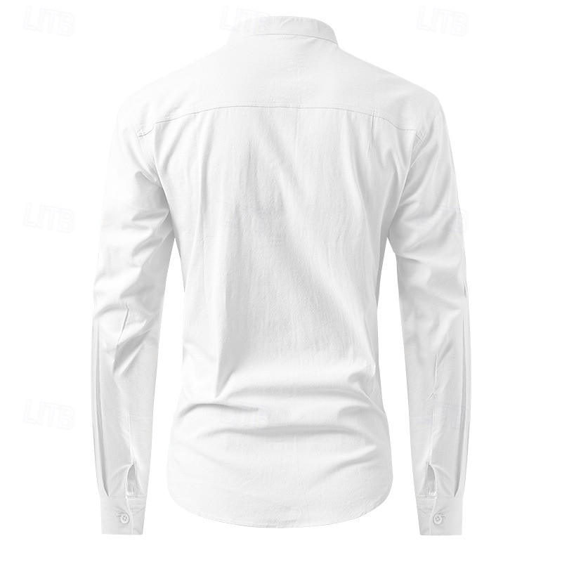 Herren Hemd Leinenhemd Freizeithemd Knopfhemd Baumwollhemd Einfach Urlaub Hawaiianisch Schwarz Weiß Dunkelgrün Leicht Blau Langarm Opa Frühling Herbst Bekleidung Tasche 2025 - $34.99 –P4