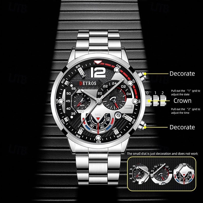 4-Piece Luxury and Fashionable Men's Watch and Arrow Necklace Bracelet and Ring Perfect for Business and Leisure 2026 - $19.99 –P5