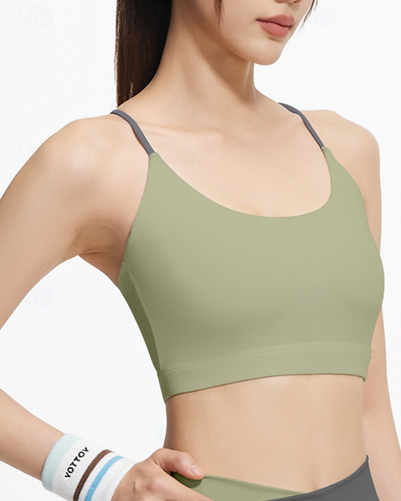 Mujer Buena parte superior Correa de espagueti Sujetador superior Tiras posteriores Confortable Transpirable Malla Bloque de color Deporte Ropa de Deporte Negro Blanco Yoga Aptitud física Casual 2025 - $15.49 –P10