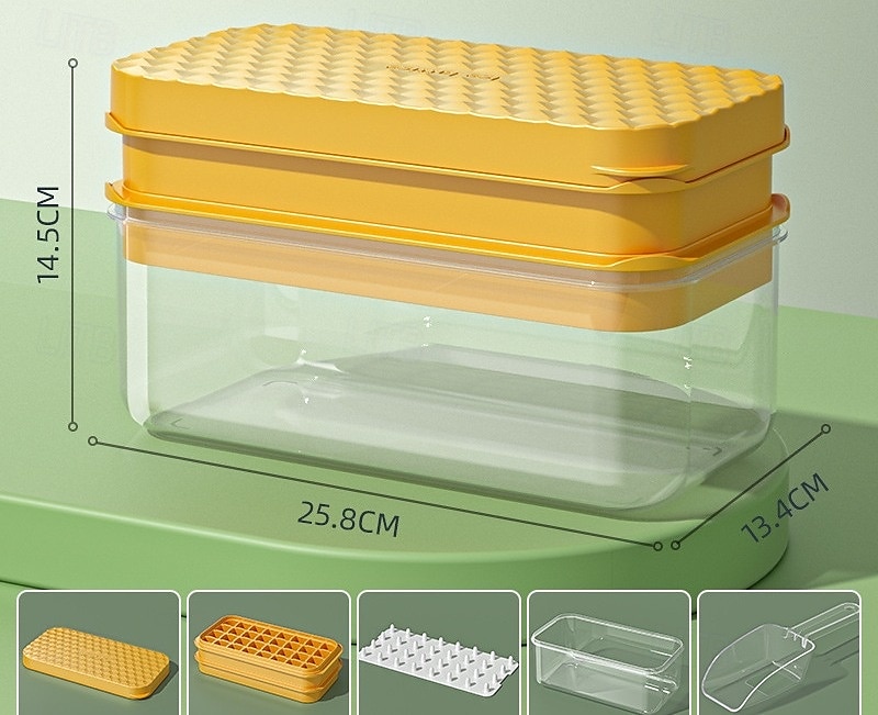vaschetta per cubetti di ghiaccio con coperchio &contenitore, stampo per cubetti di ghiaccio con 32/64 cubetti, vaschette per ghiaccio impilabili per congelatore con fondo in silicone a sgancio del 2025 a $16.99 –P6