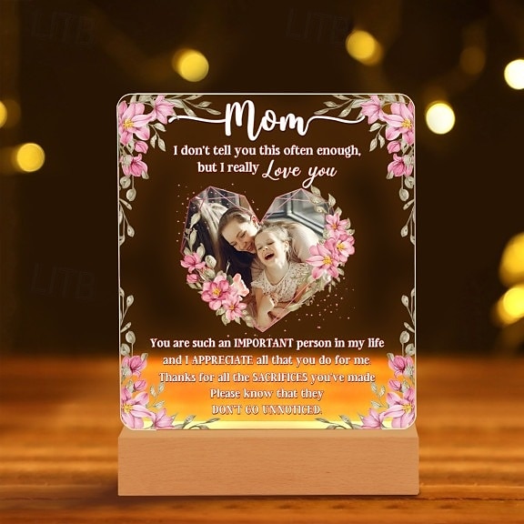 Lampă nocturnă foto personalizată - Cel mai bun cadou pentru mamă - Accesoriu decorativ creativ pentru dormitor sau living cadou pentru Ziua Femeii Ziua Mamei ziua de naștere sau Crăciun 2025 - $30.99 –P4