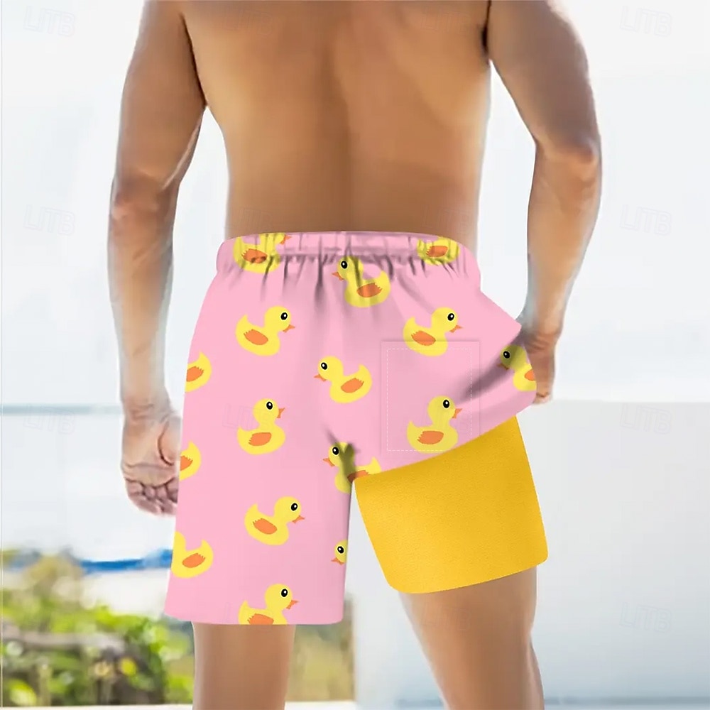 Voor heren dier Grappig Eend Gevoerde shorts 2 in 1 zwemshorts Zwemshorts Medium Taille Hawaii Vakantie Feestdagen Strand Kleding Zijzakken Met compressievoering Elastische tailleband met trekkoord 2025 - $21.99 –P4