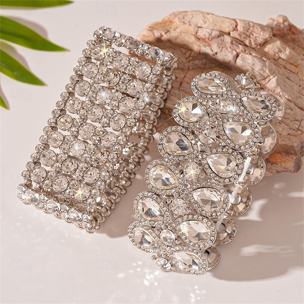 Bracciale zirconia stile vintage classico goccia moda vintage trendy cromo gioielli argento  argento 2 per festa di matrimonio fidanzamento prom del 2025 a $23.99 –P8
