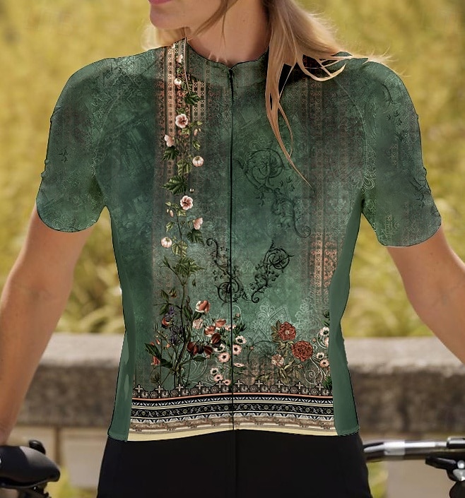 Femmes Maillot de cyclisme Manche Courte Cyclisme Maillot Top avec 3 poches arrière Respirant Séchage Rapide Évacuation de l'Humidité Bandes réfléchissantes Vert forêt Des sports Vêtement Tenue de 2025 ? $23.19 –P3