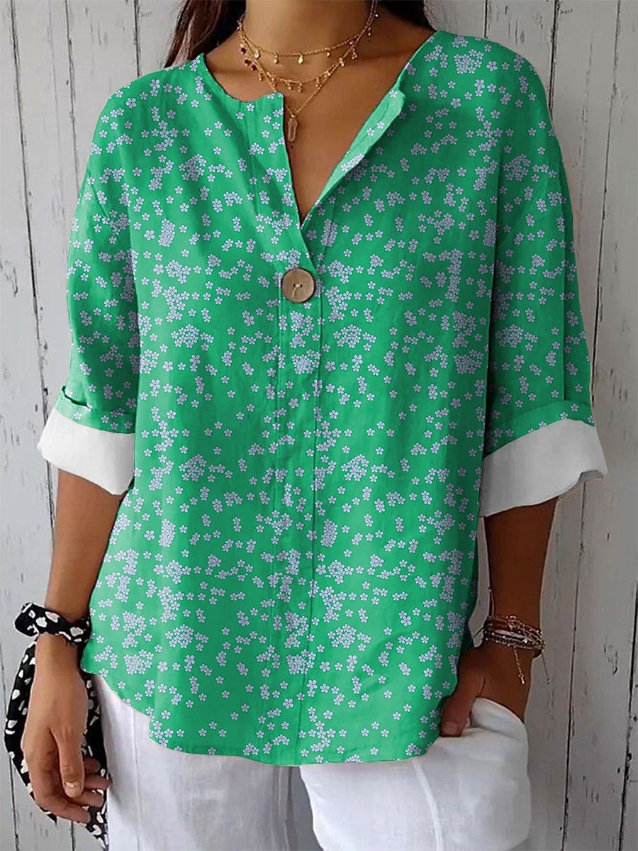 Women's Shirt Floral Graphic Vintage Tropical Hawaiian Long Sleeve V Neck Regular Tops Daily Holiday Beach Wear Print Red Blue Purple Green Summer Spring 2025 - $29.99 –P4