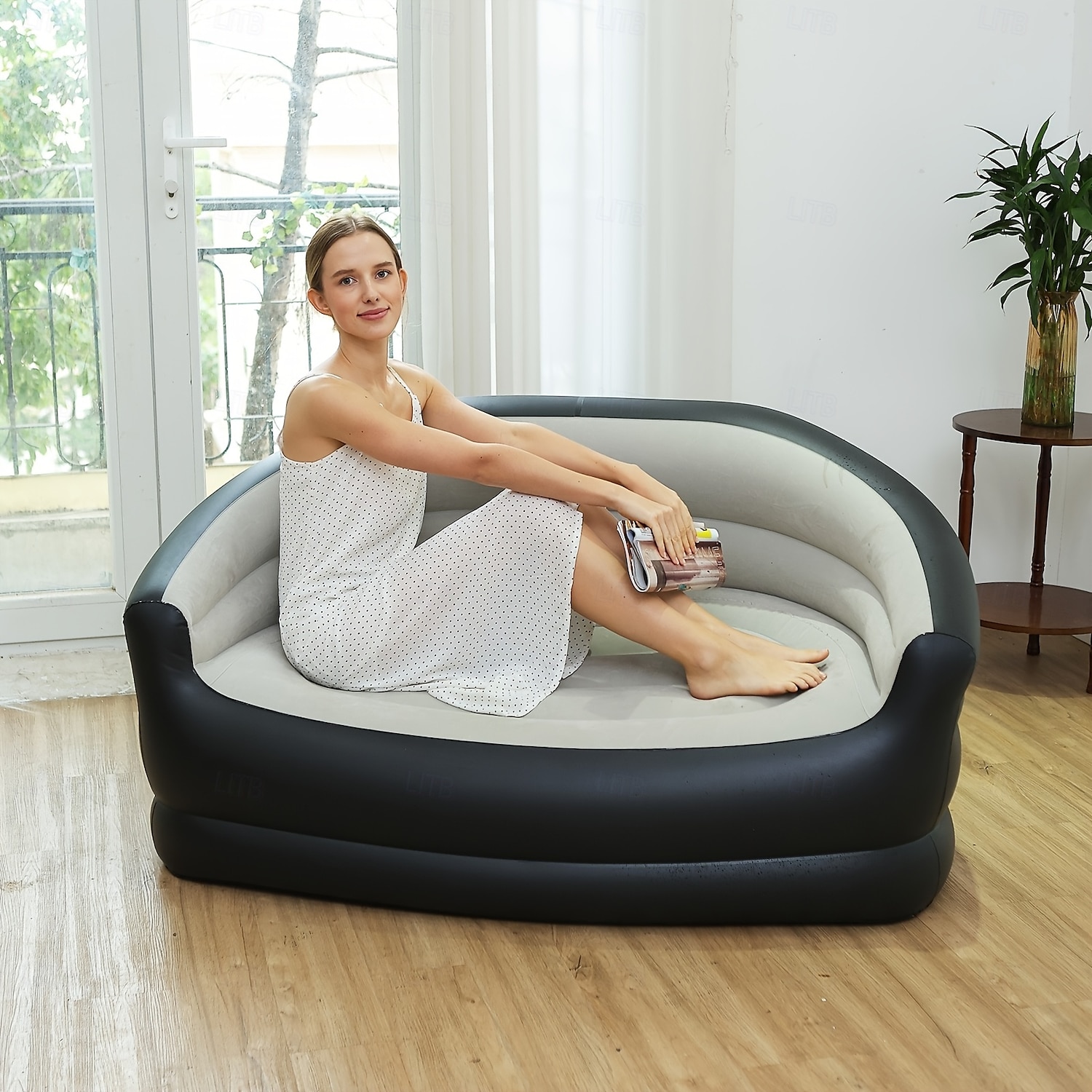 Sofá inflable plegable con bomba de aire, ideal para camping, picnics, balcones y salas de estar. 2025 - $92.99 –P5