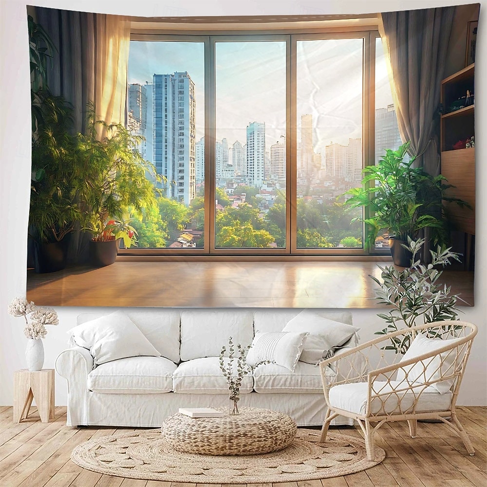 peisaj natural frumos în afara ferestrei agățat tapiserie artă de perete tapiserie mare decor mural fotografie fundal pătură perdea acasă dormitor living decor 2026 - $17.99 –P4