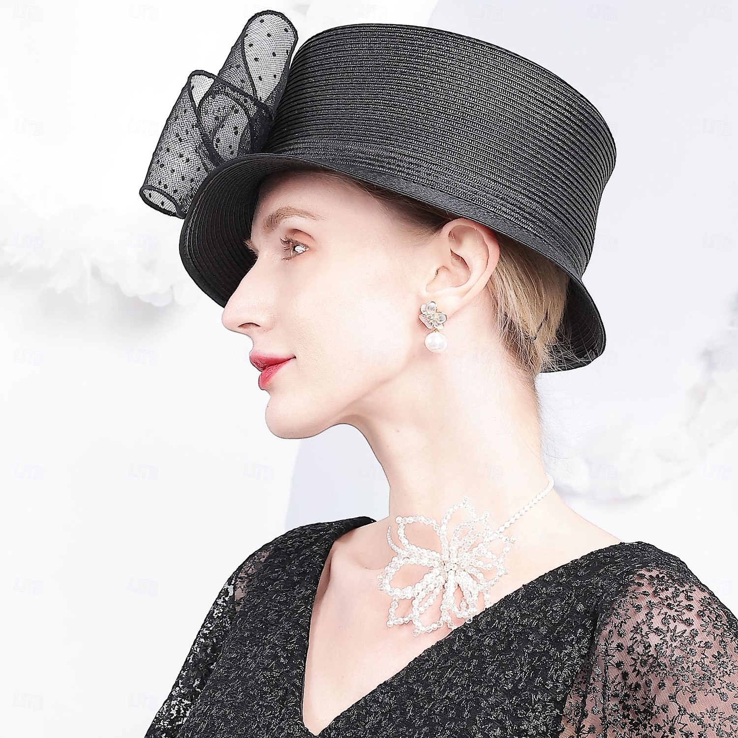 cappelli cappello a bombetta in fibra / cappello a cloche cappello da pescatore cappello di paglia matrimonio festa del tè elegante matrimonio con fiocco copricapo copricapo del 2025 a $41.99 –P11