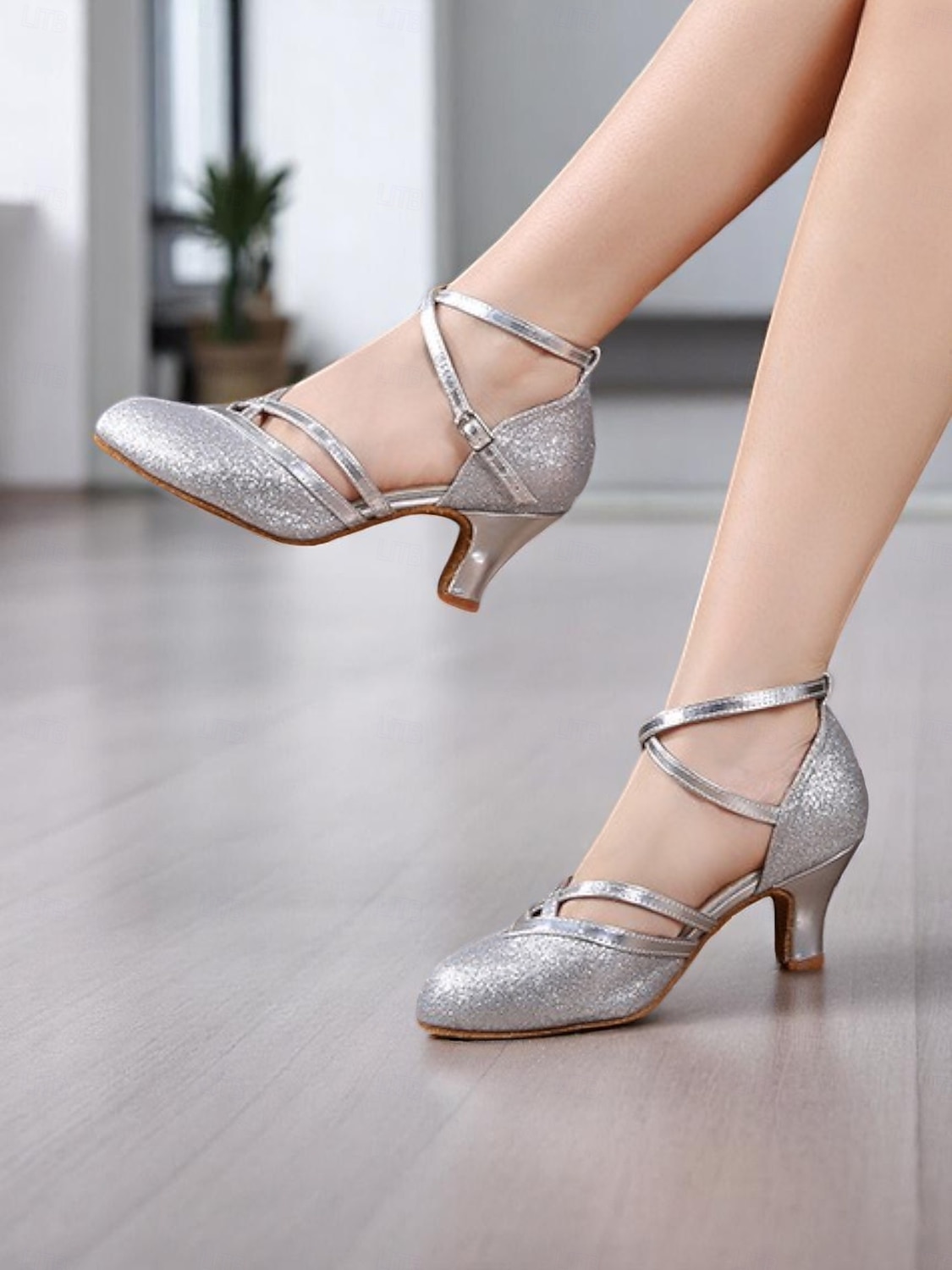 Women's Black Glitter Low Heel Dance Shoes – Sparkly Ankle Strap Ballroom Shoes for Girls & Ladies' Performance or Practice 2025 - $54.99 –P2