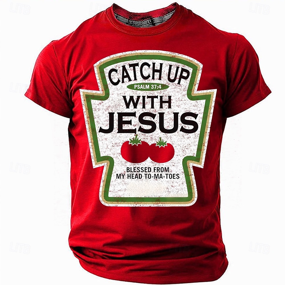 Camiseta cristiana de Pascua para hombre, "Ponerse al día con Jesús", Salmo 37:4, "Bendito de la cabeza a los pies", con gráfico religioso, cuello redondo, manga corta, regalo para creyentes, tallas S, M, L, XL, XXL, XXXL. 2026 - $19.49 –P1