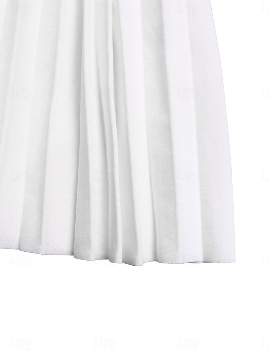 Femmes Robe Midi Robe trapèze Robe Plissée Fête cocktail Robes semi-formelles Soirée Coupe régulière Couleur Unie manche longue Col montant Noir Blanche Rose Claire Été Printemps de 2025 ? $51.99 –P19