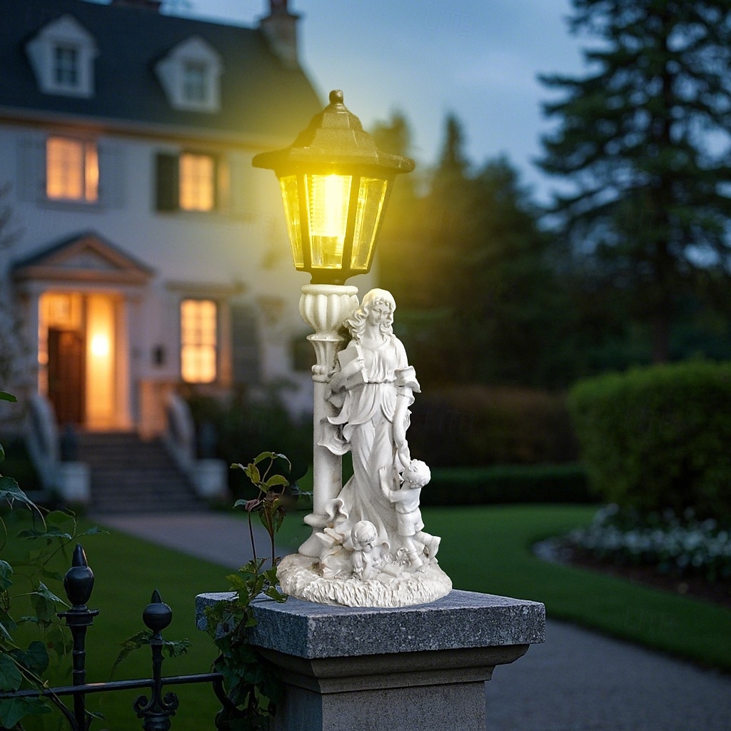 1 pc led outdoor landschaft lichter engel umarmung buch mutter und kind harz anhänger lampe hof garten rasen pfad park landschaft lampe dekorative lampe 2026 - $30.99 –P7