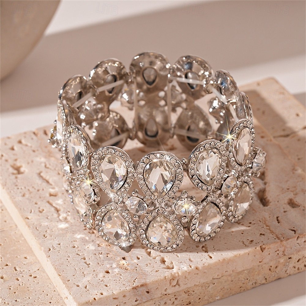 Bracciale zirconia stile vintage classico goccia moda vintage trendy cromo gioielli argento  argento 2 per festa di matrimonio fidanzamento prom del 2025 a $23.99 –P6