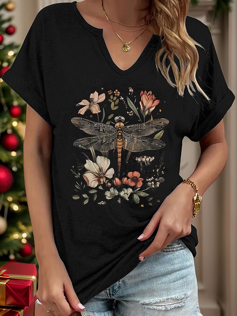 Femmes T-shirt Fleuri Graphique Animal Bohème ancien Élégant Manche Courte Encolure en V Hauts Réguliers Quotidien Week-end Imprimé Noir Blanche Rouge Gris Été Printemps de 2025 ? $24.99 –P6