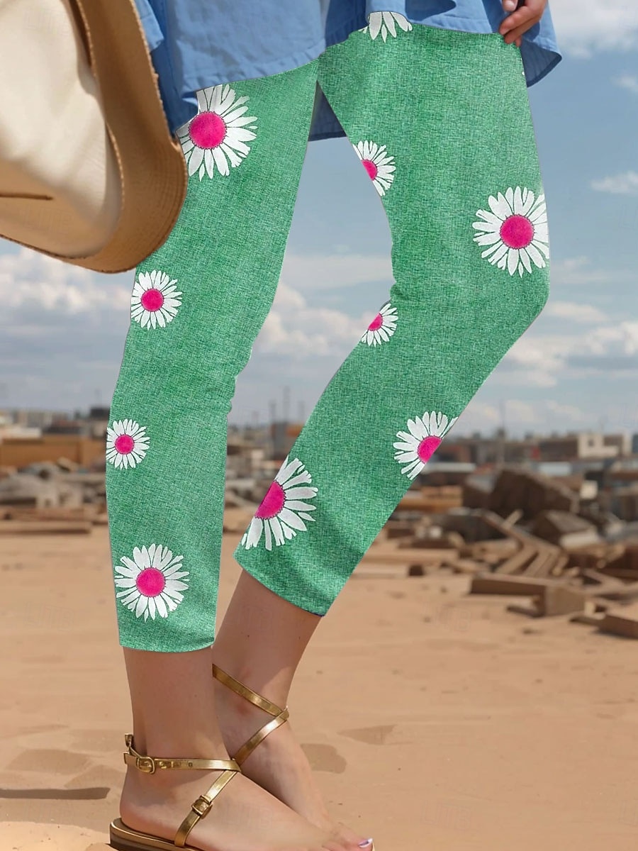 Womens Leggings Nadrág 3D Nyomtatás Üdülés Vintage Divat Alap Átmeneti Magas Derék Virágos Grafikai Thermális Meleg Légáteresztő Puha Rugalmas Üdülés Hétköznapi Rózsaszín Kék Zöld Nyári Tavasz Slim 2025 - $19.99 –P2