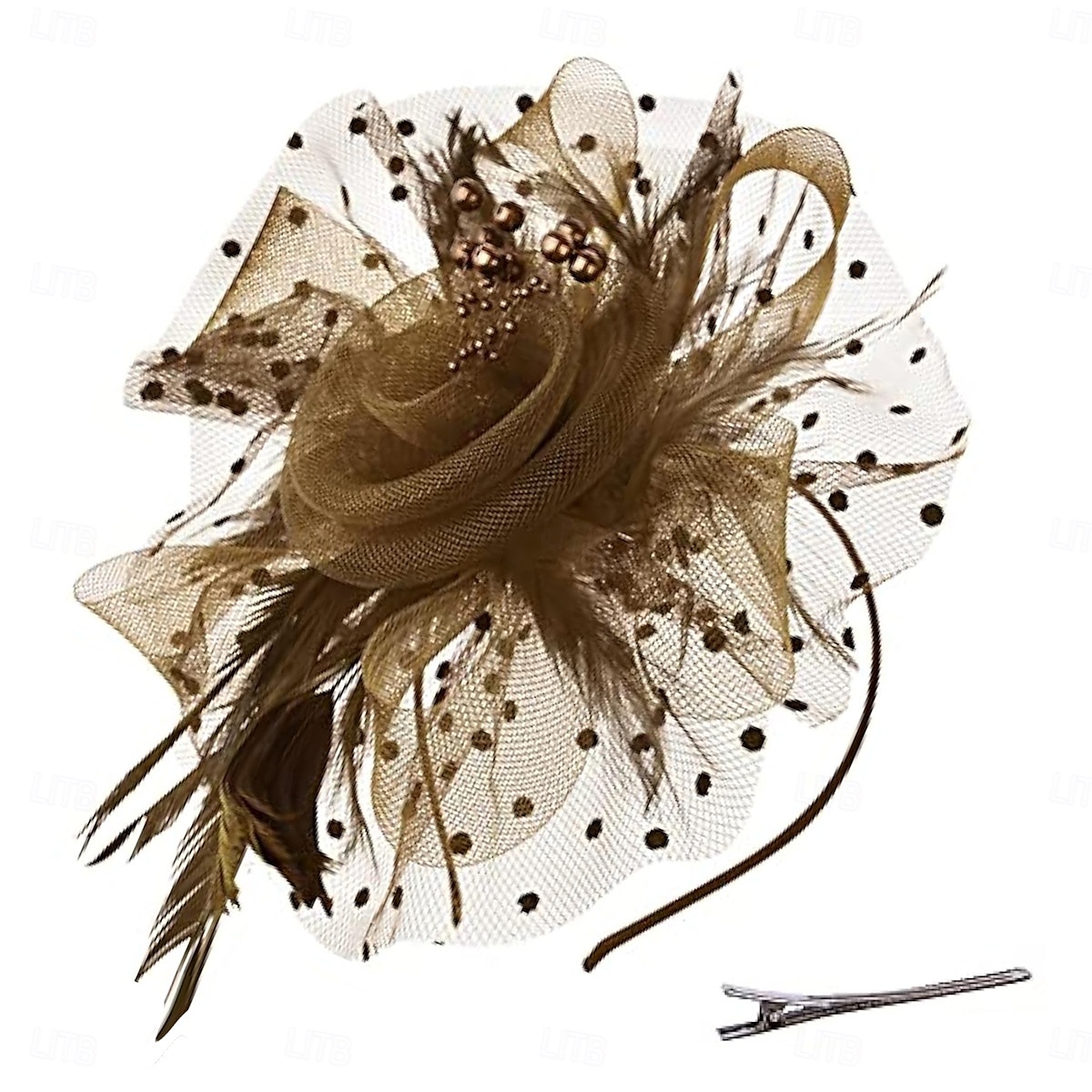Tocados, sombrero de malla con flores para fiesta de té, tocado, velo, diadema para mujer, fiesta, boda 2025 - $38.99 –P7