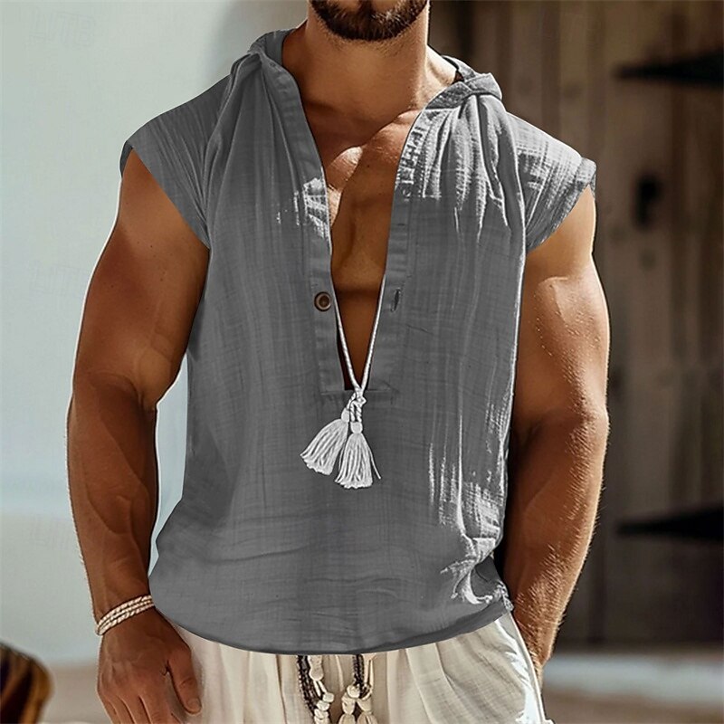 Homme Débardeur Sous-Vêtements T-shirt sans manches Sans manches À capuche Été Uni Mode Designer Basique Boutons Vacances Rue Sortir Noir bleu marine Vert T-shirt haut de gamme pour homme de 2025 ? $21.99 –P3