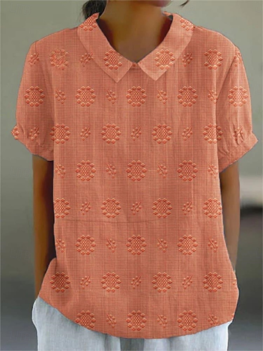 Femmes Chemise Fleuri Élégant Moderne Manche Courte Col de chemise Hauts Réguliers Quotidien Fête Imprimé Blanche Jaune Rose Claire Rouge Bleu Été de 2025 ? $17.99 –P6