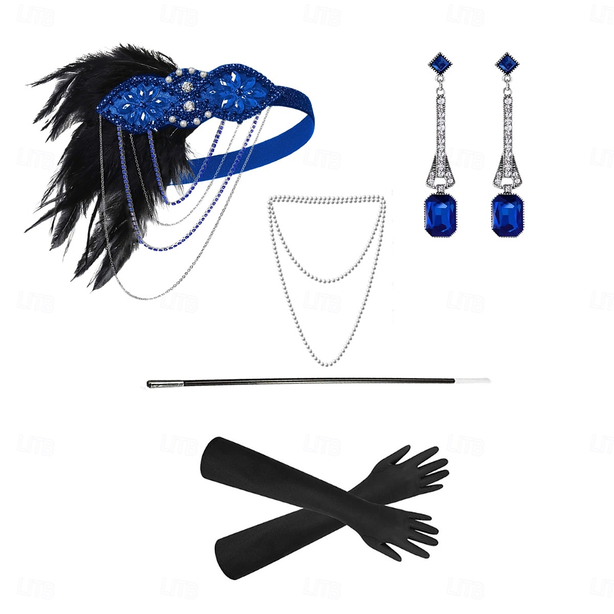 1920-as évek A nagy Gatsby Flapper fejpánt Gyöngyös karkötő Fülbevaló A nagy Gatsby Toll Retro Csillogó glitter Kristály / Strassz Női Farsang Valentin nap Álarcos mulatság Party estélyi viselet 2025 - $23.99 –P2