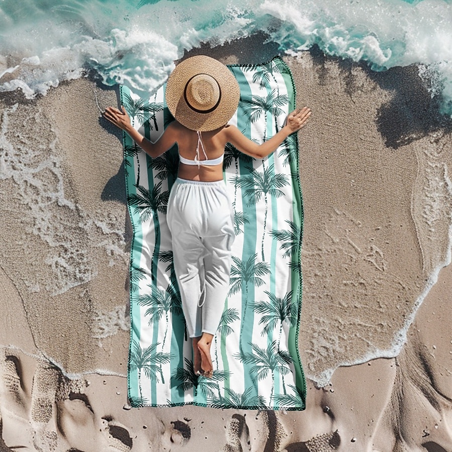bedrucktes Strandtuch, leichte, schnelltrocknende, sandfreie Stranddecke, ideal für Reisen, den Pool und den Außenbereich 2025 - $10.99 –P7
