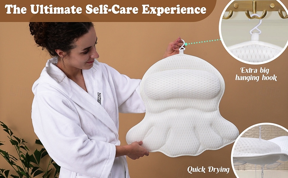 Ванная подушка роскошная подушка для ванны подушки для ванной для поддержки шеи и спины эргономичная подушка для ванны с 4D воздушной сеткой + 6 мощными присосками отличные спа-подарки аксессуары для 2025 - $28.99 –P3