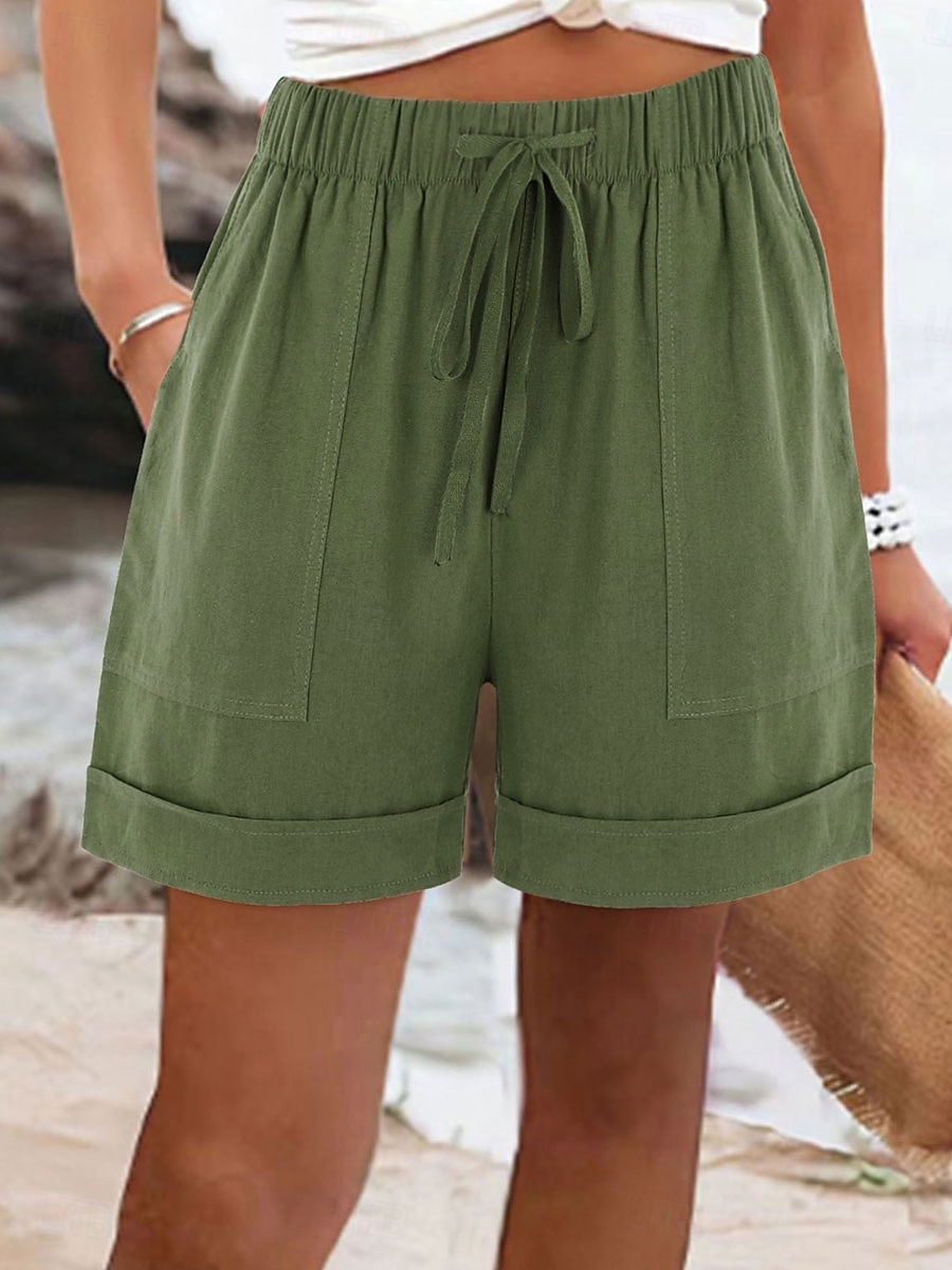 Dame Shorts Baggy Bukser Enfarget Chinos Mote Gatekler Grunnleggende Kne Lengde Medium Midje Enfarget Lomme Snor Komfort Utendørs Mikro-elastisk Ferie Gate Daglig Grå Svart Rosa Dyp Blå 2025 - $16.99 –P1
