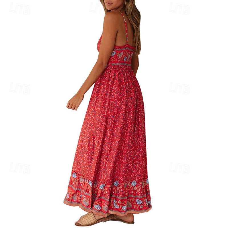 Femmes Robe Midi Robe Fleurie Robe Nuisette Robe Imprimée Classique Moderne Vacances Quotidien Sortir Coupe régulière Fleur Sans manches Bretelles spaghetti Jaune clair Noir Rouge Été de 2025 ? $24.99 –P4