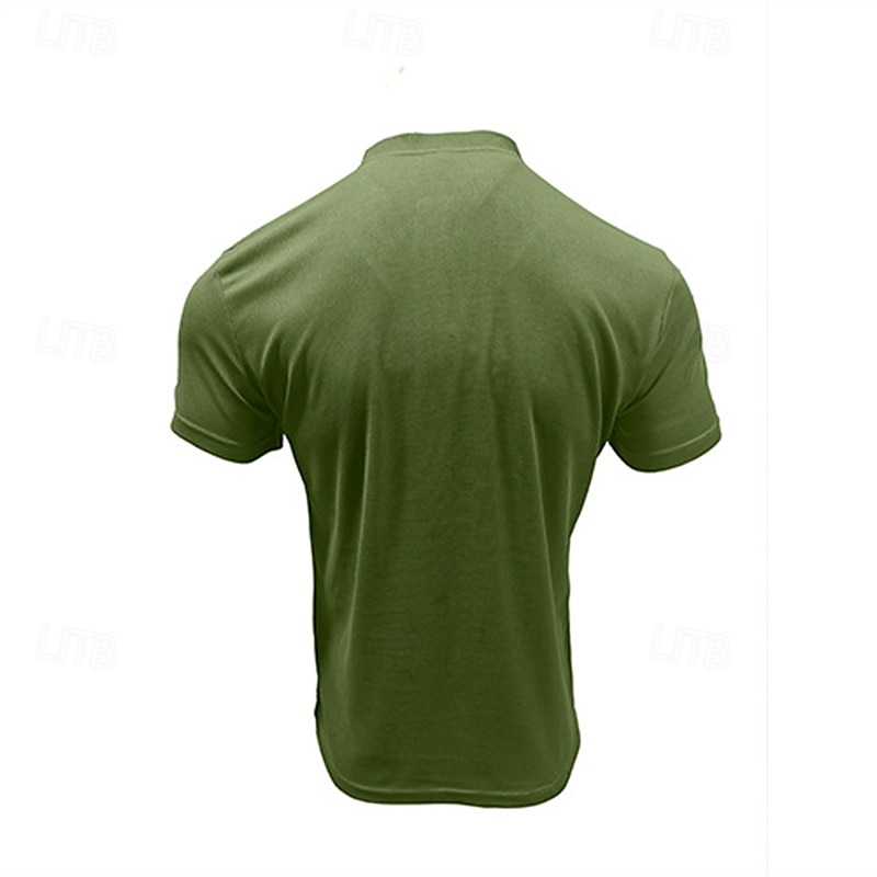 Herren T Shirt Henley Hemd T-Shirt Kurzarmshirt Kurzarm Henley Sommer Frühling Einfach Mode Designer Basic Knöpfe Urlaub Straße Ausgehen Schwarz Blau Grün Top T-Shirt für Herren 2025 - $24.99 –P11