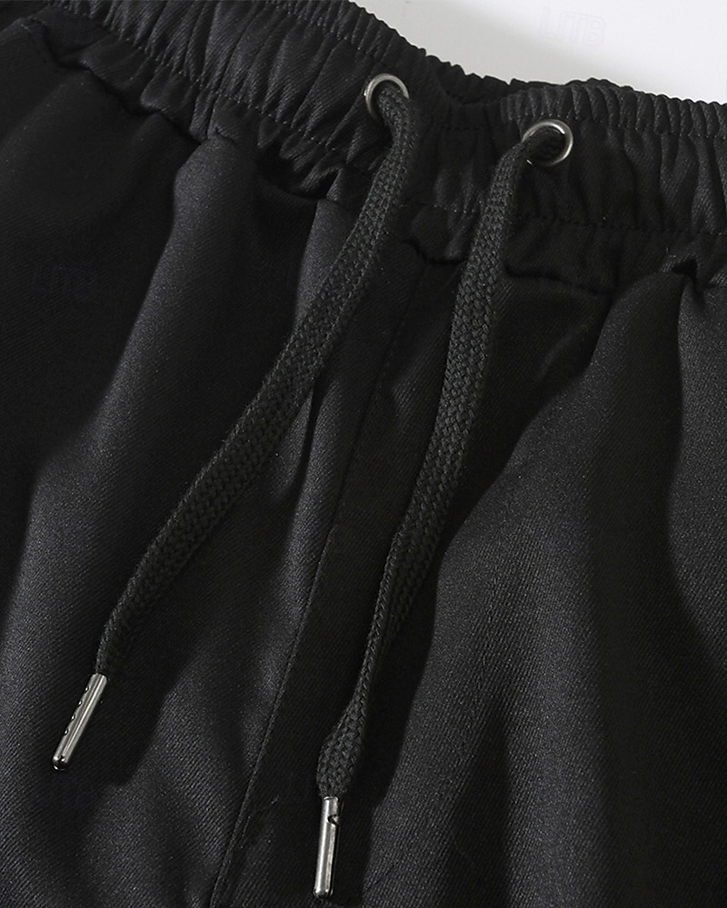 Men's Cargo Shorts Shorts Summer Shorts Drawstring Elastic Waist Multi Pocket Plain Comfort Wearable Knee Length Outdoor Sport Daily Fashion Casual Black Khaki 2025 - $21.99 –P13