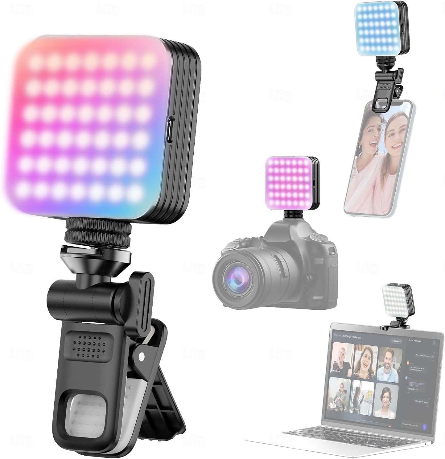Mini luz de vídeo LED RGB 2500K-9000K regulável, 8 efeitos de iluminação, luz de videoconferência para computador, tablet, celular, câmera DSLR, bateria embutida com clipe de tela &montagem de sapata de 2025 por $19.99 –P2