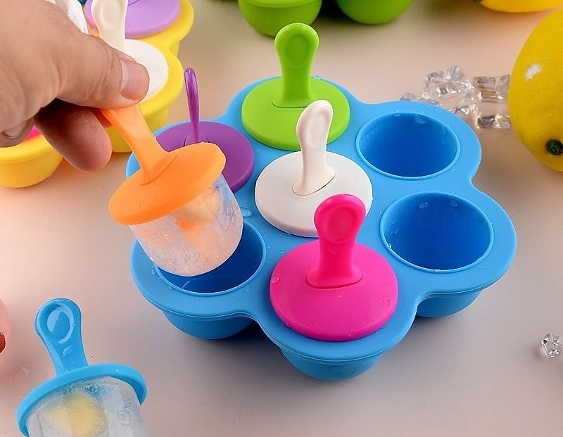 Silicone Popsicle Molds 7-cavity DIY Ice Pop Mold with Colorful Sticks For egg biting ice cream molds storage containers non stick cake molds 2025 - $13.99 –P3