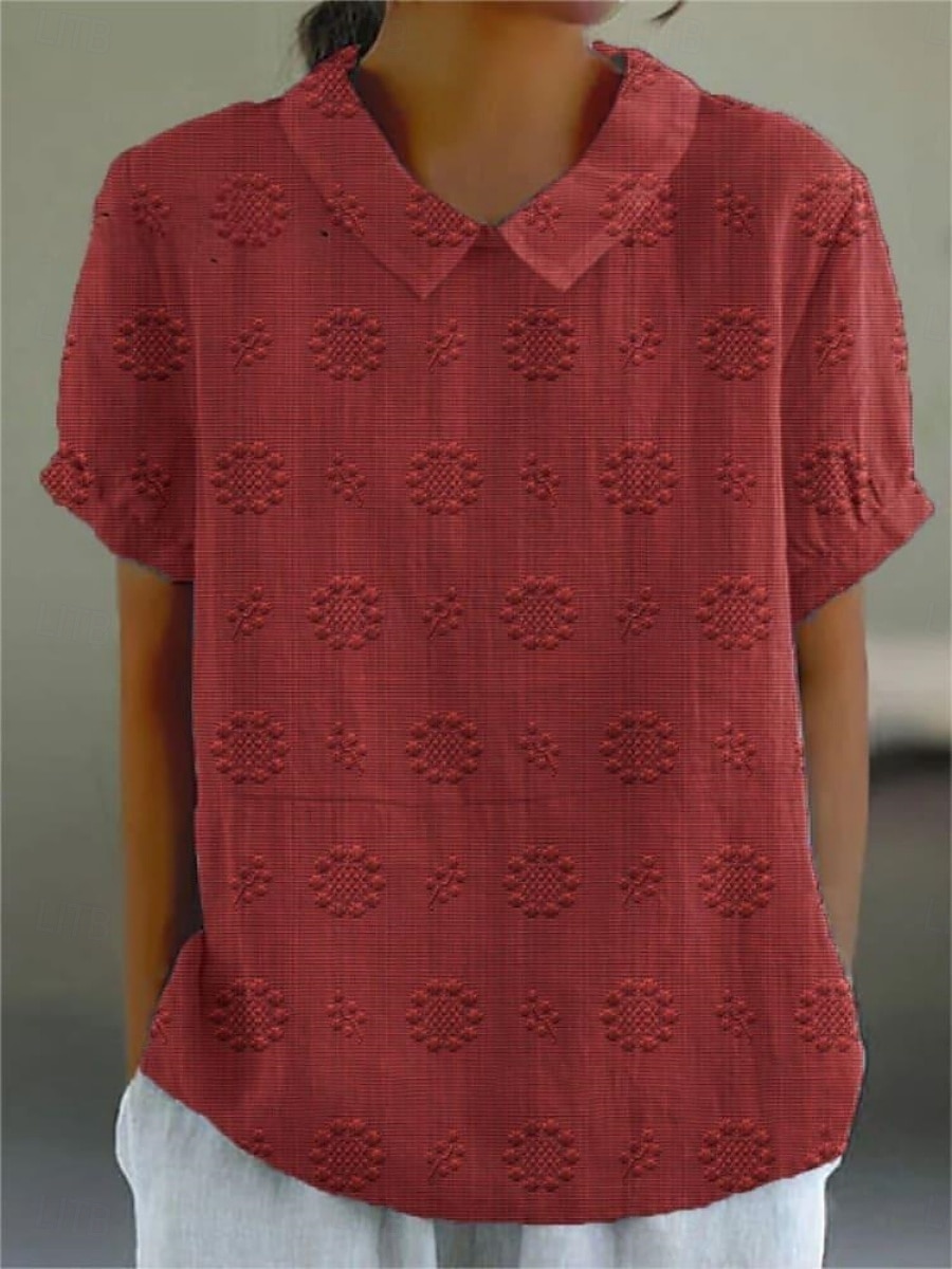 Femmes Chemise Fleuri Élégant Moderne Manche Courte Col de chemise Hauts Réguliers Quotidien Fête Imprimé Blanche Jaune Rose Claire Rouge Bleu Été de 2025 ? $17.99 –P1