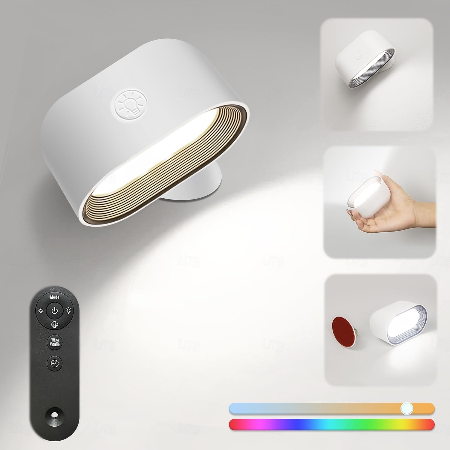 2025年 壁掛けライト 1個 磁気タッチ RGB 調光 USB充電 リモコンコントロール 360度回転 ベッドサイド 壁画 階段 読書灯 コレクション – $31.99 –P1