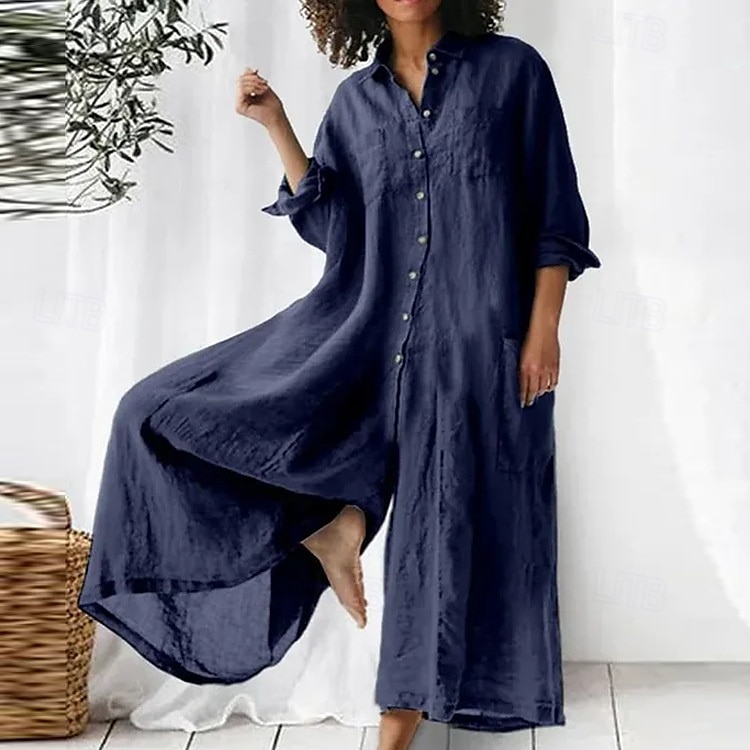 Women's Cotton Linen Jumpsuit Solid Color Active Floral Sleeveless Bootcut Vacation Street Regular Fit Black White Pink Summer 2025 - zł172.99 –P6