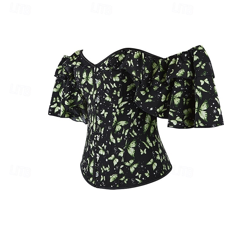 Rococò Completo Mascherata Corsetto Overbust Cosplay Jacquard Controllo della Pancia Push-Up Jacquard Costume Per donna Reale Mascherata Feste Carnevale di Venezia Adulti Corsetto del 2025 a $26.99 –P4