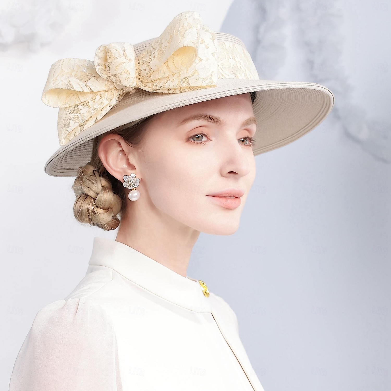 pălării melon din fibră / pălărie cloș pălărie de găleată pălărie de paie nuntă ceai nuntă elegantă cu bowknot căciulă pentru cap 2025 - $42.99 –P5