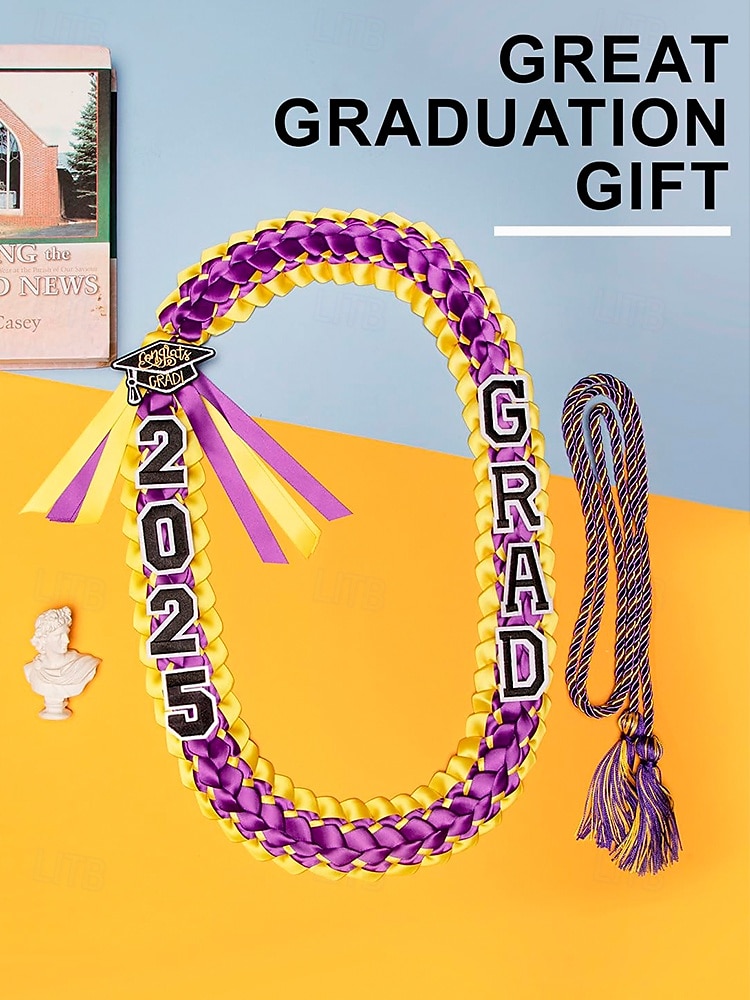 Class of 2025 Graduation Honor Cord 2-Piece Set – Braided purple, gold and black graduation cape with tassel and cap design for high school and college seniors 2025 - $14.99 –P6