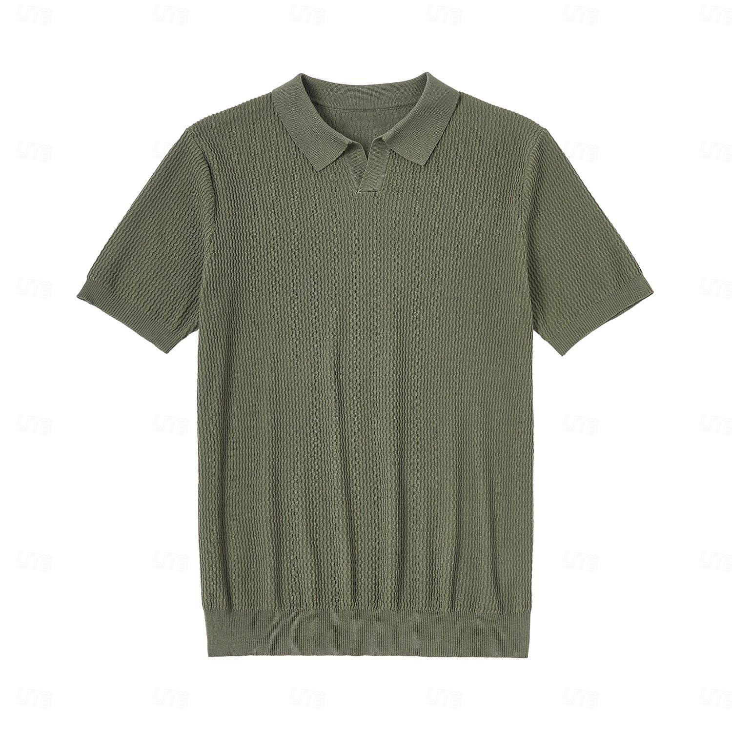 Herren Polo Strick-Polopullover Geschäft Lässig V Ausschnitt Kurzarm Formell Linien / Wellen Neuheit Sommer Ganzjahres Schwarz Weiß Armeegrün Beige Kaffee Polo 2025 - $27.99 –P6
