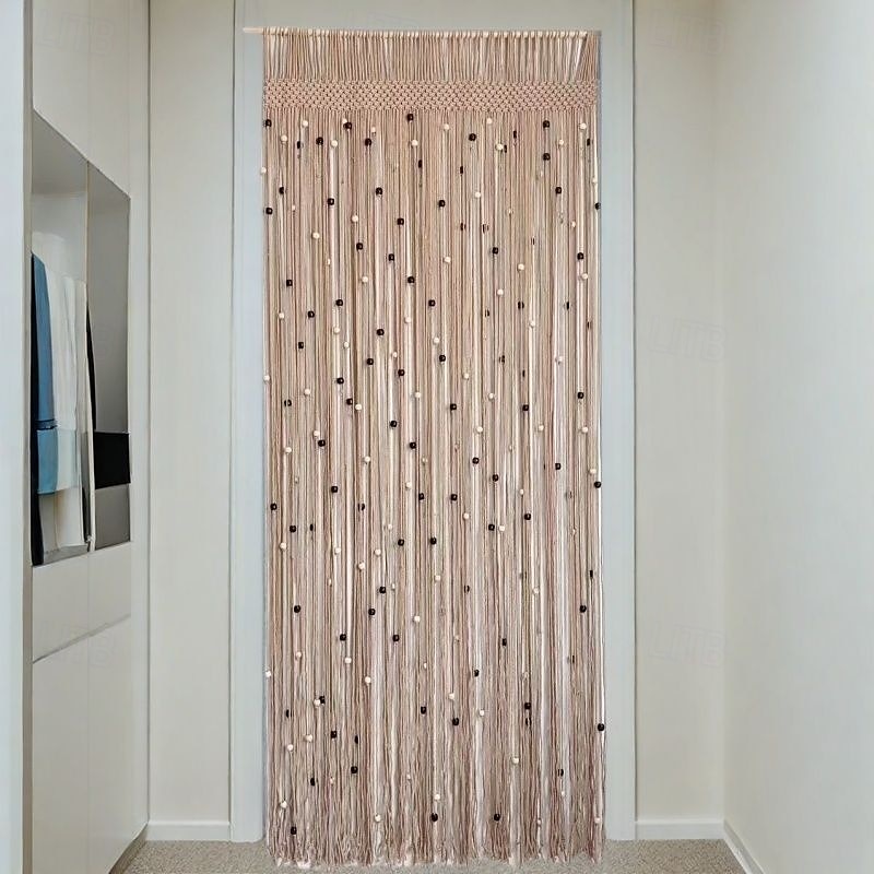 Boho makramé gyöngyös függöny kézzel készült ajtó string függöny ajtókhoz és ablakokhoz pamut bojtok gyöngyök akasztva hippiként elválasztó folyosón szekrényben hálószobai nappali dekoráció 79" L x 2025 - $50.99 –P3