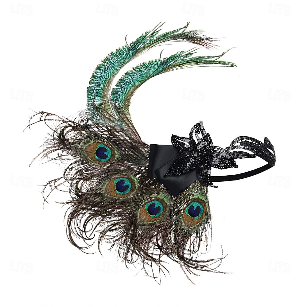 1920-as évek A nagy Gatsby Flapper fejpánt Gyöngyös karkötő Fülbevaló A nagy Gatsby Toll Retro Csillogó glitter Kristály / Strassz Női Farsang Valentin nap Álarcos mulatság Party estélyi viselet 2025 - $25.99 –P9